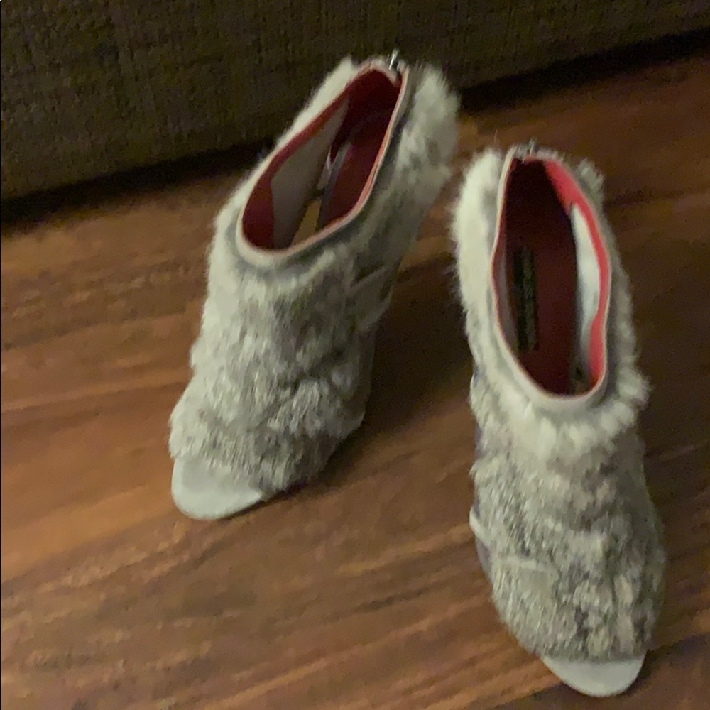 Genuine rabbit fur booties! Charles Jourdan Paris
